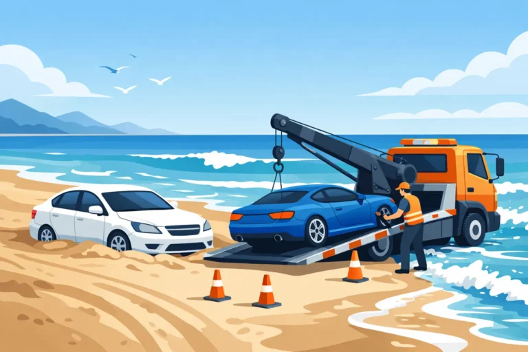 Read more about the article 海邊車輛受困拖吊怎麼做？陷沙、漲潮與低底盤救援判斷