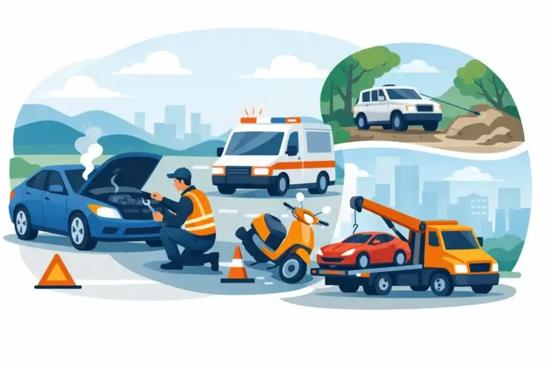 Read more about the article 常見道路救援服務項目有哪些？汽機車故障事故與特殊場域拖吊判斷一次說清楚的實務重點