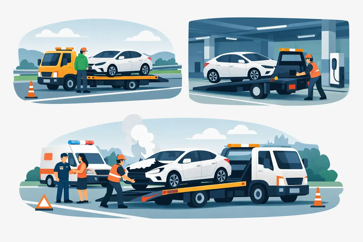 Read more about the article 電動車故障拖運安全指南：車主在道路、地下室與事故現場的正確處理與車輛保護實務